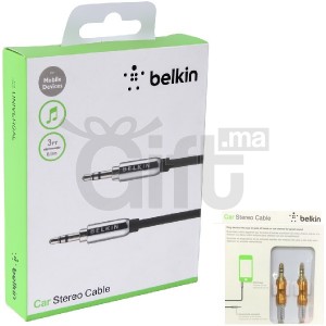 Câble Auxiliaire de voiture mâle à mâle - Belkin - jack 3.5mm coude audio