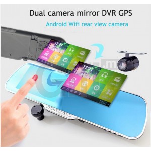 Dashcam - Rétroviseur Voiture avec écran tactile caméra double objectif Full HD 1080p DVR WIFI  + Caméra arrière
