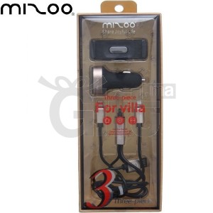 Mizoo - Adaptateur Pour Allume Cigare 2 Port USB + Support Mobile & Cable de Charge - 3 pièces
