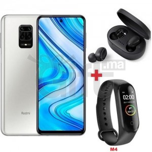 XIAOMI Redmi Note 9S - 6.67''- 4K - (4GB - 64GB) - Camera 48 Mpx - Android 10.0 - Blanc + Band + Écouteur
