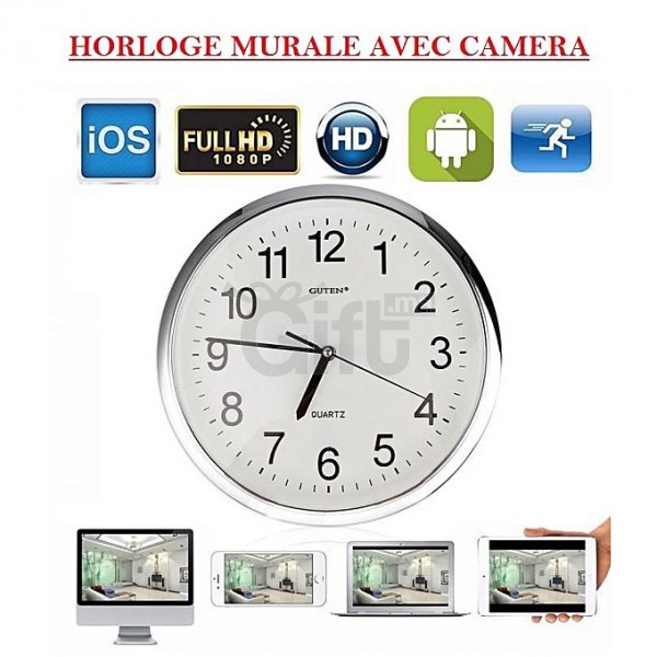 Horloge murale mini caméra WIFI espion invisible HD 1080P