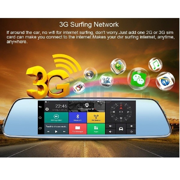 Dashcam 4G - Rétroviseur Voiture Avec Écran Tactile 10 pouces équipé de  System Android + GPS + Wifi + Support Carte SIM + Bluetooth + Surveillance  En