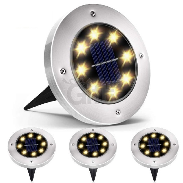 Lampe Solaire De Sol - 4 pièces énergie solaire enterré lumière 8 LED  étanche extérieur