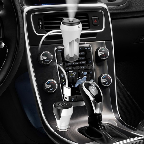 Humidificateur de voiture de Riloer, machine d'aromathérapie de voiture  d'USB de purification d'air d'aérosol (gris argenté)