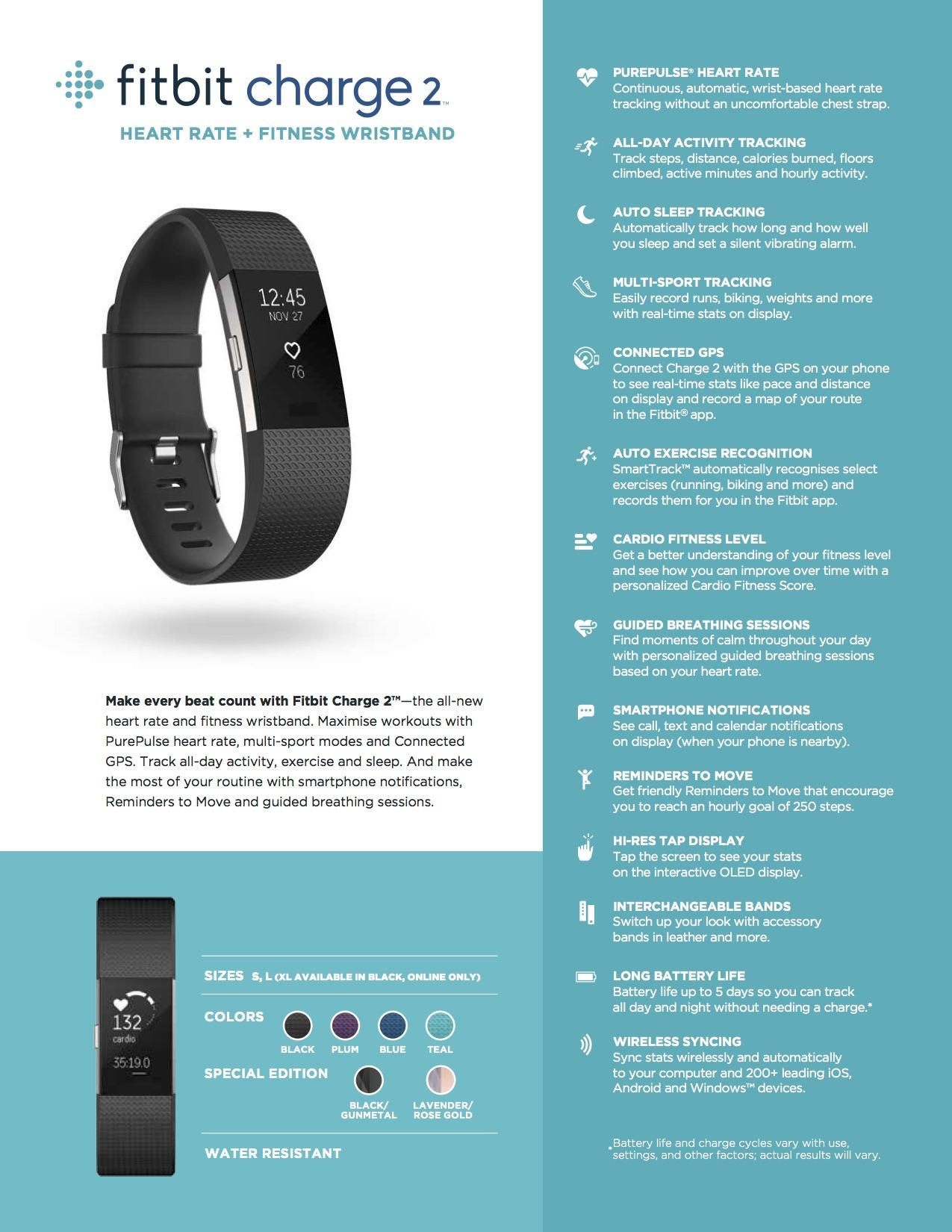 Fitbit Charge 2™ Bracelet d'activité avec suivi de la fréquence cardiaque